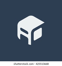 AO Logo.. Vector Graphic Business Branding Letter Element Illustration. Cube Negative Space Design. Dark Background