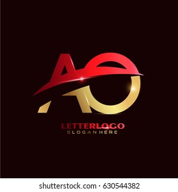 AO Logo Vector. Initial letter Logo Template in Modern Design with Red and Gold Color for Company and Business Logo