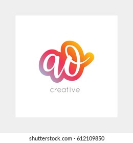 AO logo, vector. Useful as brand symbol, app icon, alphabet element, clip-art.