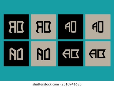 AO minimalista y clásico diseño de conjunto de logotipo. AO monograma poligonal y Vector de forma circular. AO diseño único.