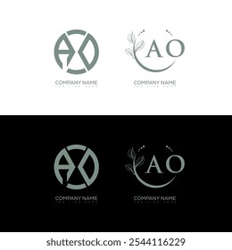 AO minimalista y clásico diseño de conjunto de logotipo. VECTOR de forma de círculo monograma AO. AO diseño único.
