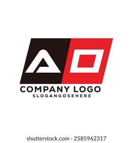 AO Modern Business Logo Design in Red and Black, AO Professional Company Branding Logo for Marketing and Identity, Creative AO Letter Corporate Logo with Bold Design