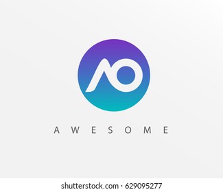 AO Modern Letter logo design with blue circle
