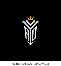 AO monogram logo initial for shield  crown style design