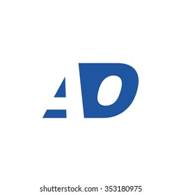 AO negative space letter logo blue