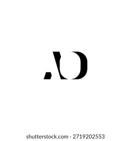Logotipo del monograma del espacio negativo de AO – diseño minimalista moderno de la letra