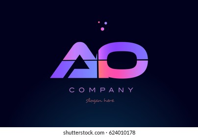 ao a o creative color blue background pink purple blue magenta alphabet letter company logo vector icon design