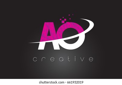 AO A O Creative Letters Design. White Pink Letter Vector Illustration.