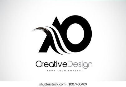 AO A O Creative Modern Black Letters Logo Design with Brush Swoosh