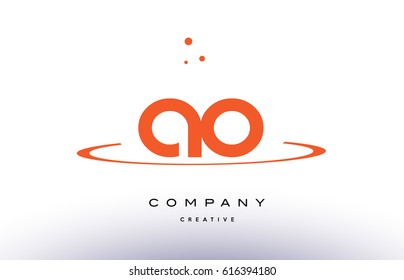 AO A O creative orange swoosh dots alphabet company letter logo design vector icon template