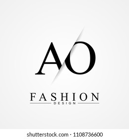 AO A O cutting and linked letter logo icon with paper cut in the middle. Creative monogram logo design. Fashion icon design template.