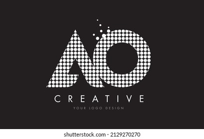 AO A O Dots Letter Logo Design White Magenta Bubble Circles and Swoosh