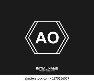 AO A O Initial logo letter with minimalist concept vector