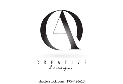 AO a o letter design logo logotype concept with serif font and elegant style. Vector illustration icon with letters A and O.
