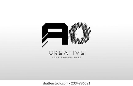 AO A O Letter Logo Design in Black Colors. Creative Modern Letters Vector Icon Logo Illustration.