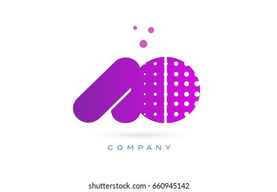 ao a o pink dots dotted letter logo alphabet creative company vector icon design template