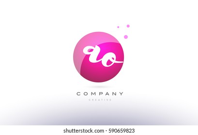 ao a o  sphere pink 3d alphabet company letter combination logo hand writting written design vector icon template 