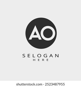 AO OA Letter Logo Design en el medio de un círculo, monograma creativo mínimo AO OA. monograma abstracto del logotipo del Vector. letra inicial O Ilustración vectorial de diseño del logotipo. alfabeto abstracto de las letras del monograma