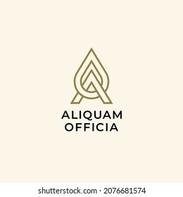 AO or OA logo. Monogram of two letters AO or OA, Water drop shape. Simple, minimal design.