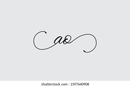 ao or oa and o or a Cursive Letter Initial Logo Design Template Vector Illustration