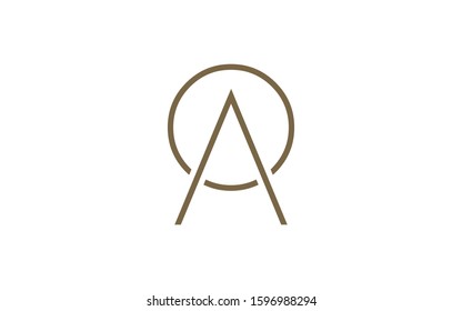 AO or OA and A or O Uppercase Letter Initial Logo Design Template Vector Illustration