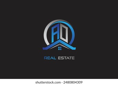 AO Immobilien Buchstaben Logo Design für Bau oder Haus. AO Immobilienbriefe Logo Vektorgrafik Design
