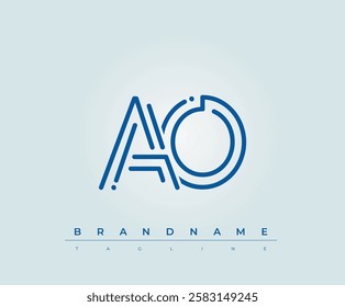 AO Technology Letter Logo Template. This tech letter logo is a graphic mark that uses letters to represent a technology company.