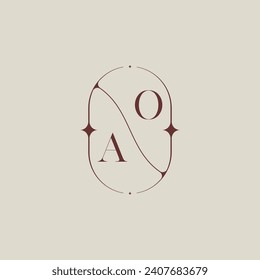 AO wedding classic in elegant monogram with high quality professional design that will print well