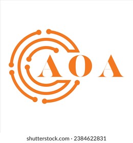 Diseño de cartas AOA.Diseño de logotipo de tecnología de letras AOA sobre fondo blanco.Diseño de logotipo de Monograma AOA para emprendedores y empresas.