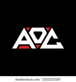 AOC triangle letter logo design with triangle shape. AOC triangle logo design monogram. AOC triangle vector logo template with red color. AOC triangular logo Simple, Elegant, and Luxurious design.