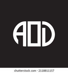 Diseño del logo de la carta AOD sobre fondo negro. AOD 
concepto del logotipo de la carta de iniciales creativas. Diseño de letras AOD.

