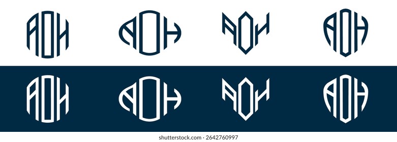Design de conjunto de logotipo de letra AOH
