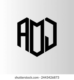 Diseño abstracto del logotipo de la letra de AOJ. Un diseño único. AJ.
