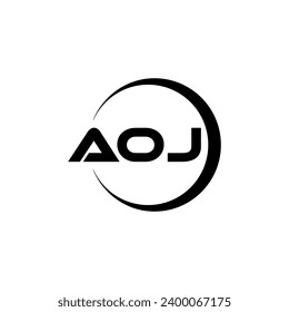 Diseño de logotipo de carta AOJ, inspiración para una identidad única. Elegancia moderna y diseño creativo. Marca tu éxito con el impresionante logotipo.