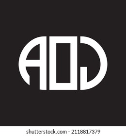 Diseño del logo de la carta de la AJ sobre fondo negro. AOJ 
concepto del logotipo de la carta de iniciales creativas.  