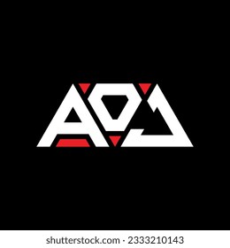 Diseño del logotipo de la letra triangular de AOJ con forma triangular. Monograma de diseño del logotipo del triángulo de AOJ. Plantilla de logotipo vectorial triangular AOJ con color rojo. Logo triangular de AJ Diseño sencillo, elegante y lujoso.