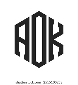 AOK Logo Design. Initial Letter AOK Monogram Logo using Hexagon shape