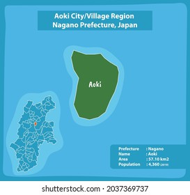 Aoki City Village Region Nagano Prefecture Map, Japan