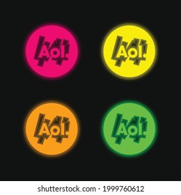Aol four color glowing neon vector icon