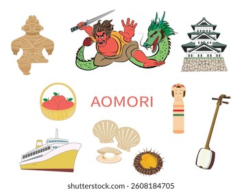 Aomori prefecture travel icon vector illustration.