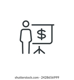 Aonference meeting presentation business finance icon, vector illustration