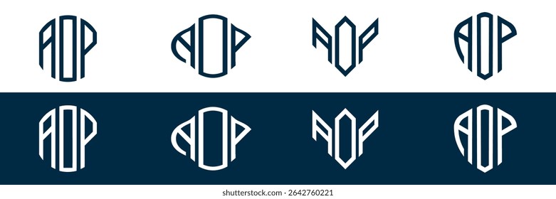 Design de conjunto de logotipo de letra AOP