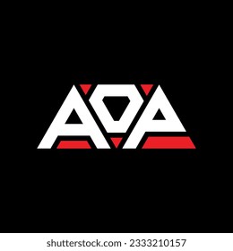 Diseño del logotipo de la letra triangular AOP con forma triangular. Monograma de diseño del logotipo del triángulo AOP. Plantilla de logotipo vectorial de triángulo AOP con color rojo. Logo triangular AOP Diseño sencillo, elegante y lujoso.