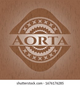 Tarjeta Aorta con fondo de madera