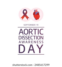 Aortic Dissection Awareness Day. Flat art design. Red ribbon vector. Good for celebration template usage. eps 10. 