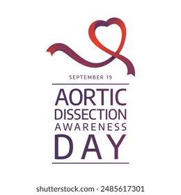 Aortic Dissection Awareness Day. Flat art design. Red ribbon vector. Good for celebration template usage. eps 10. 