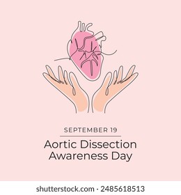 Aortic Dissection Awareness Day. Line art design. Red ribbon vector. Good for celebration template usage. Continuous line. eps 10.