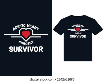 Aortic Heart Surgery Survivor illustrations for print-ready T-Shirts design