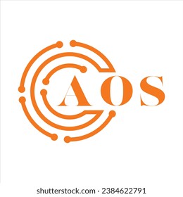 Diseño de cartas AOS.Diseño del logotipo de la tecnología de letras AOS sobre fondo blanco.Diseño del logotipo AOS Monograma para emprendedores y empresas.