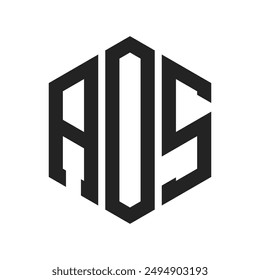 AOS Logo Design. Anfangsbuchstabe AOS Monogram Logo mit Sechseck-Form